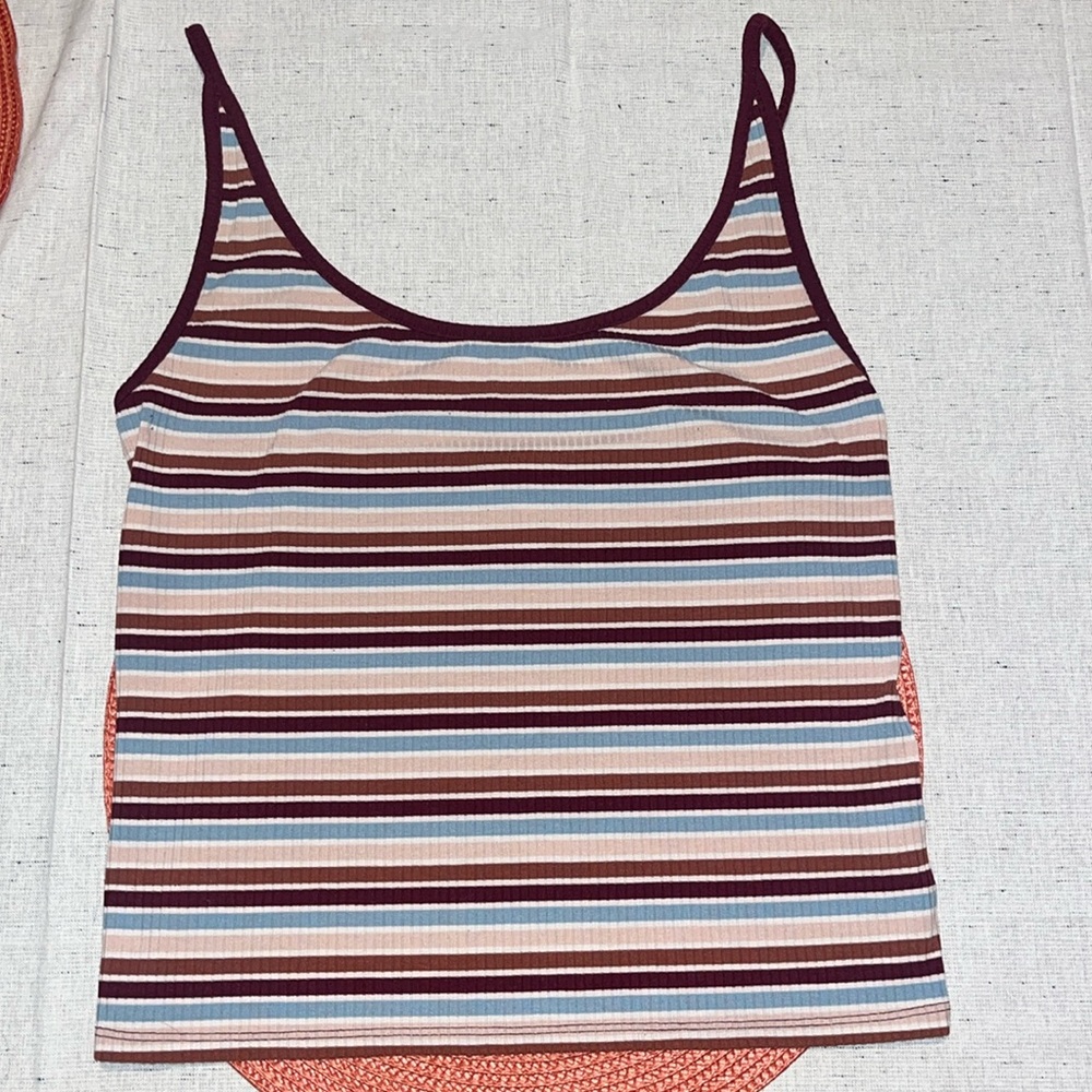 Intermix 5th & Mode Striped Rib Knit Soft Tank Top sz M EUC